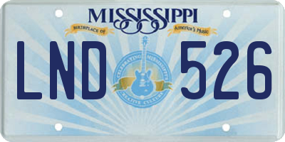 MS license plate LND526