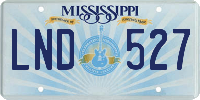 MS license plate LND527