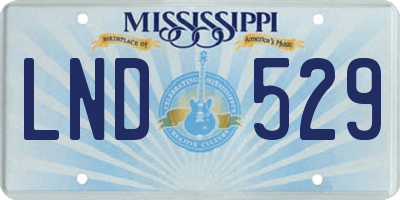 MS license plate LND529