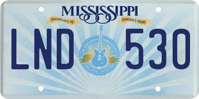 MS license plate LND530