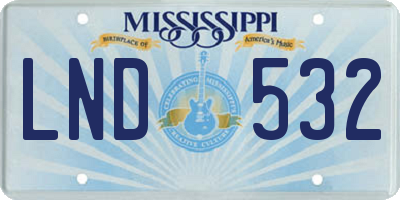 MS license plate LND532