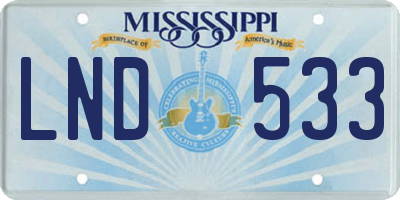 MS license plate LND533