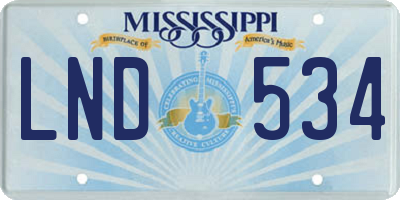 MS license plate LND534