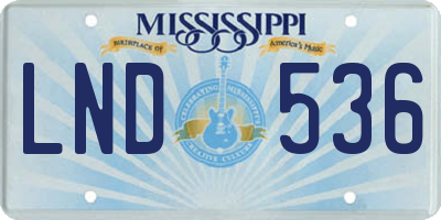 MS license plate LND536