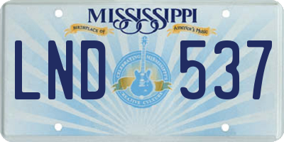 MS license plate LND537