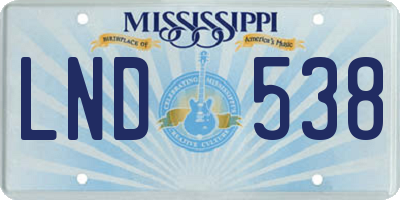 MS license plate LND538