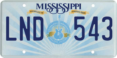 MS license plate LND543