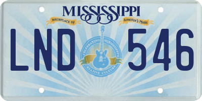 MS license plate LND546