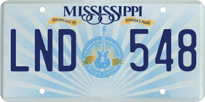 MS license plate LND548