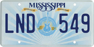 MS license plate LND549