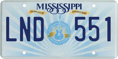 MS license plate LND551