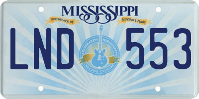 MS license plate LND553