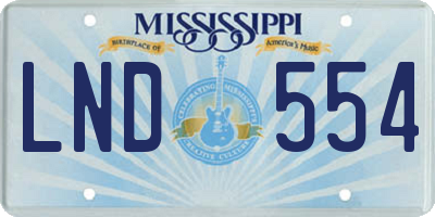 MS license plate LND554