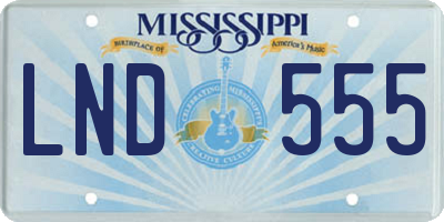 MS license plate LND555