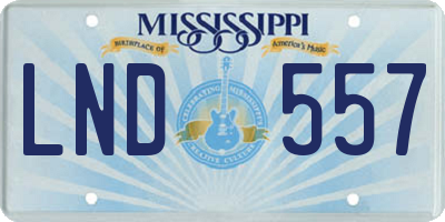 MS license plate LND557