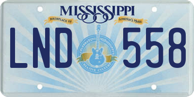 MS license plate LND558