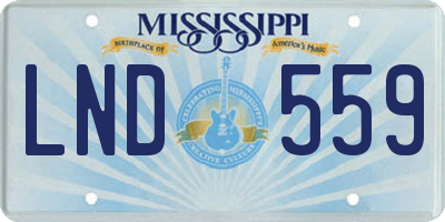 MS license plate LND559