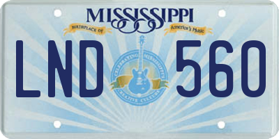 MS license plate LND560