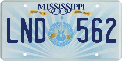 MS license plate LND562