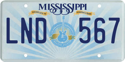 MS license plate LND567