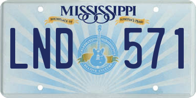 MS license plate LND571