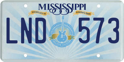 MS license plate LND573