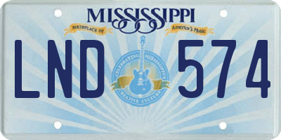 MS license plate LND574