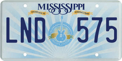 MS license plate LND575