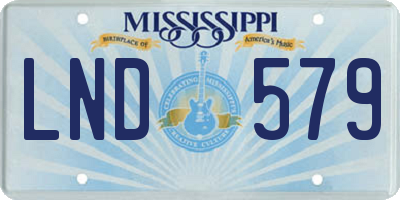 MS license plate LND579