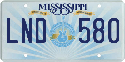 MS license plate LND580
