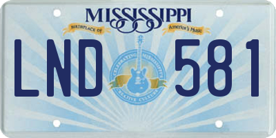 MS license plate LND581