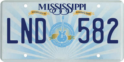 MS license plate LND582