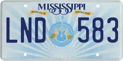 MS license plate LND583