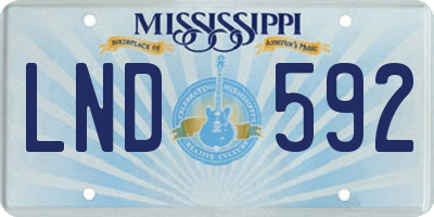 MS license plate LND592