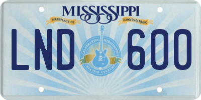 MS license plate LND600