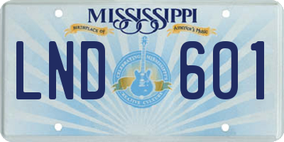 MS license plate LND601