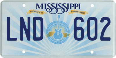 MS license plate LND602