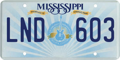 MS license plate LND603