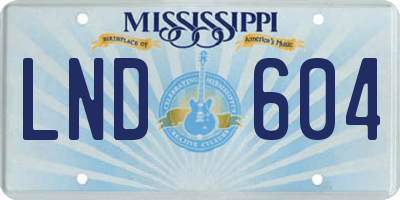 MS license plate LND604