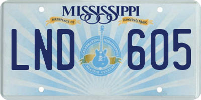 MS license plate LND605