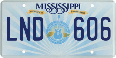 MS license plate LND606