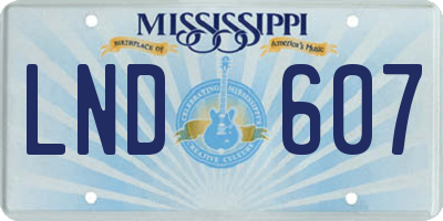 MS license plate LND607