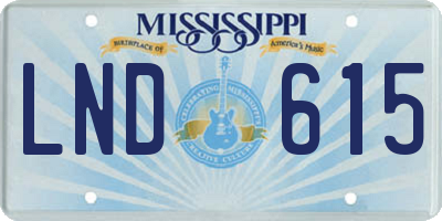 MS license plate LND615