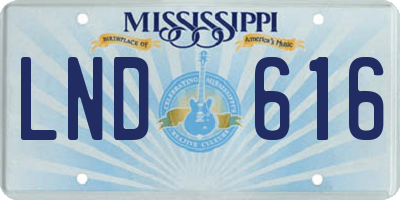 MS license plate LND616