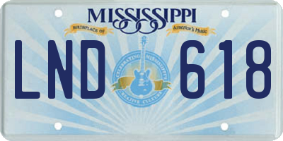MS license plate LND618