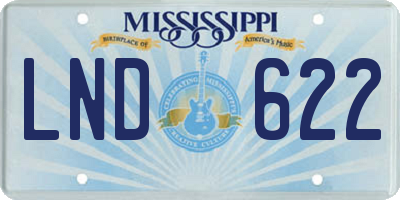 MS license plate LND622