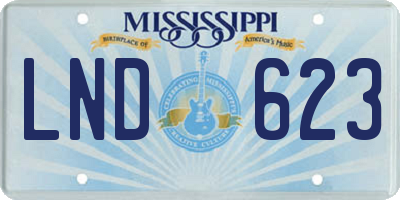 MS license plate LND623
