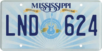 MS license plate LND624