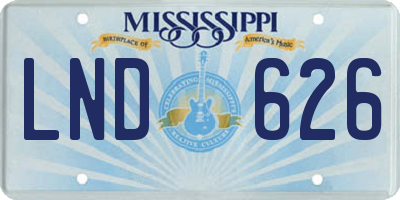 MS license plate LND626
