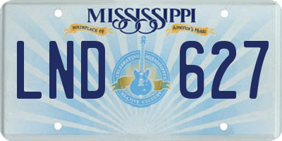 MS license plate LND627